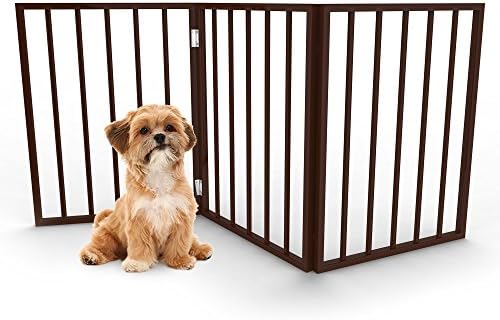 PETMAKER Foldable, Free-Standing Wooden Pet Gate- Light Weight, Indoor Barrier for Small Dogs/Cats, Dark Brown, Step Over Doorway Fence, Rich Espresso, 54" X 24" (80-62875)