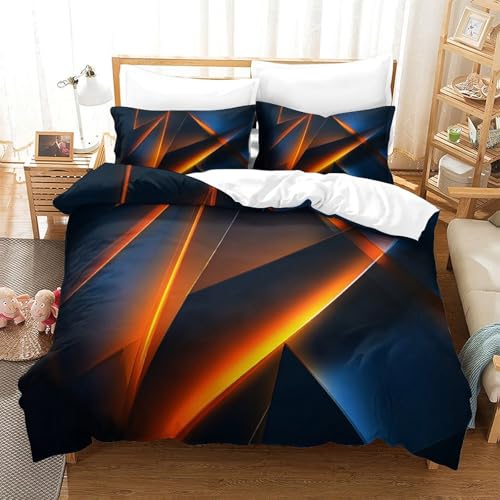 Housse de couette 135x200 géométrie abstraite lit simple couple microfibre