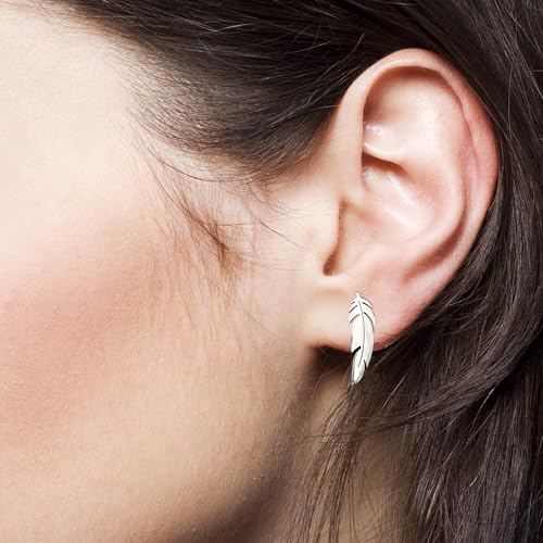 FashionJunkie4Life Sterling Silver Bird Stud Earrings with Butterfly Backs (Feather)3