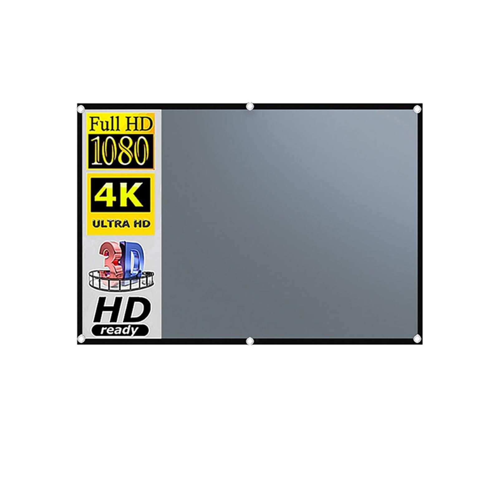 Przenośny ekran projektora Projektor 16:9 kurtyna świetlna 50 60 72 84 92 100 110 cali 3d HD przenośny ekran projekcyjny z otworami na zewnątrz wewnątrz(110 inch)