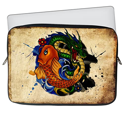 Image of Theskinmantra Fish vs Dragon Chain top Laptop Sleeve for Screen Size 13 /13.3 inches Any Brand Laptop /MacBook 13 inch.