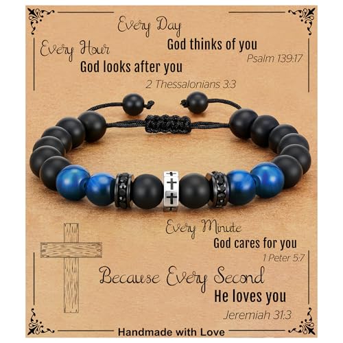 Esrial To Mens Gifts Cross Bracelet for Boys Son Grandson