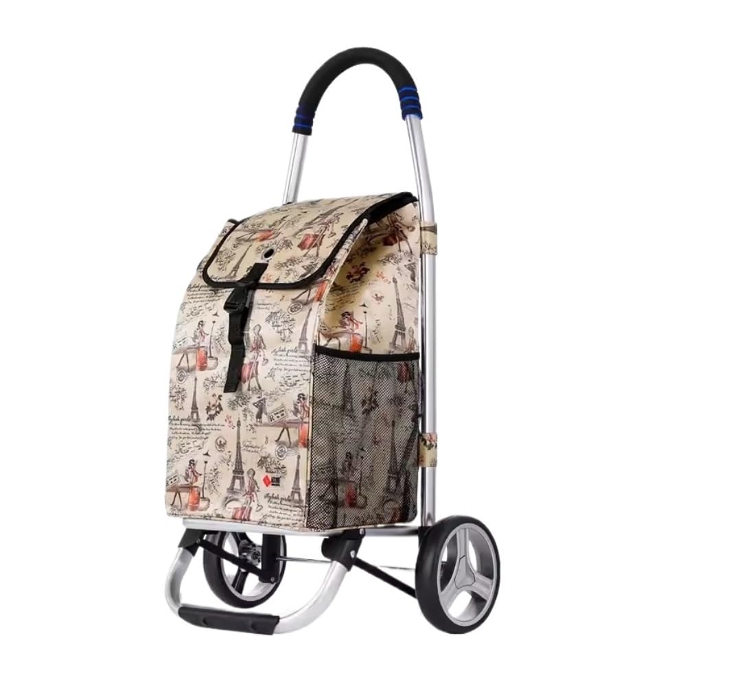 SBZIOJHDR foldable shopping trolley， Folding Shopping Trolley with Removable Oxford Cloth Bag for Laundry Grocery(B,2 wheels)