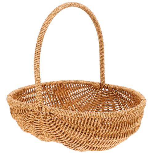 LIFKOME Rattan Storage Basket Candy Basket Picnic Shopping Basket with Handle Wicker Woven Basket Bread Fruit Snack Vegetable EggBasket for Home Kitchen Camping Outdoor