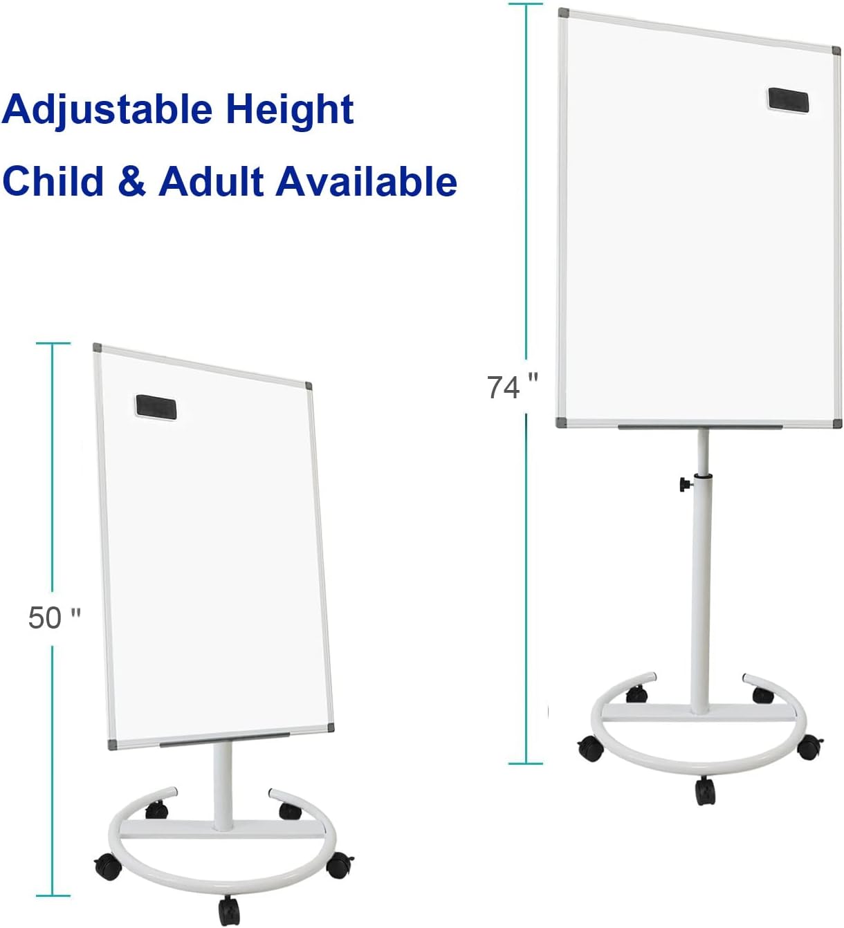 Buy BIBOC Mobile Board 36 x 24 inches Portable Dry Erase Board Stand Easel White Board Dry