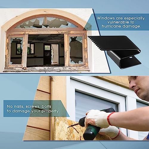 Clips para protección de ventanas Dunzy de acero negro para placas de huracán de 1/2" 6