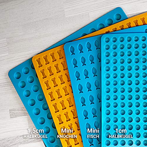Collory Mini Fisch (2cm) Silikon Backform für Hundekekse & Hundeleckerlis, Pralinenform, Schokoladenform, Antihaftend und Lebensmittelecht (BPA-Frei)