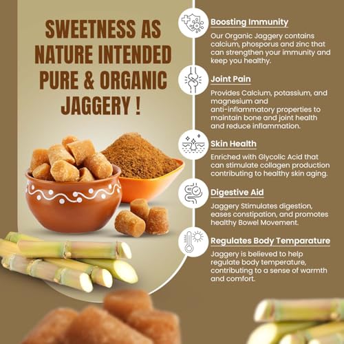 Image of Pure Tree Certified Organic Jaggery Cubes Small | 800 g | Jar | Sugarcane Gur Cubes | Desi Gud Jaggery Cubes from Jaggery Block (No Preservatives)