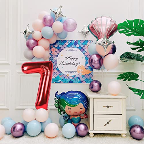 Image of 40 Inch Red Number 7 Balloon, 7th Birthday Decoration Boys Girls