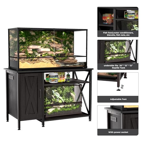 image for Herture 120 Gallon Tank Stand Reptile with Power Outlet, Terrarium Sta