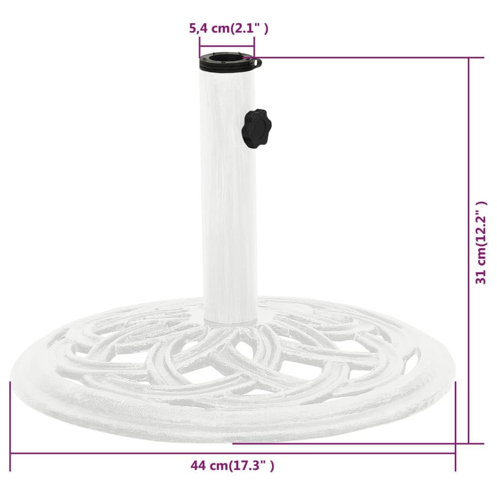 Socle de parasol Blanc 44x44x31 cm Fonte