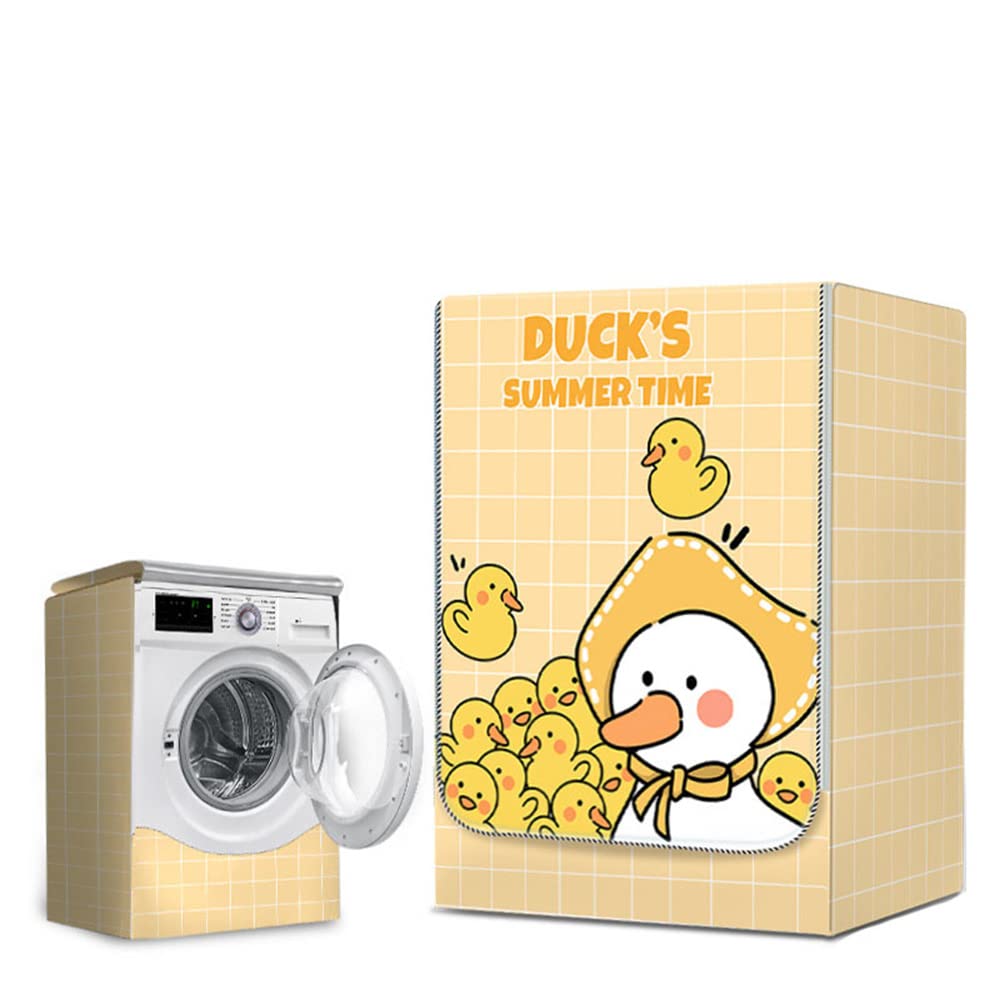 Highdi Washing Machine Cover Waterproof Cover, Front Load Dryers Outer Protector Dustproof Cover Fits Most Washing Machines (Capacity 4.5~5.6kg, Yellow Duck)