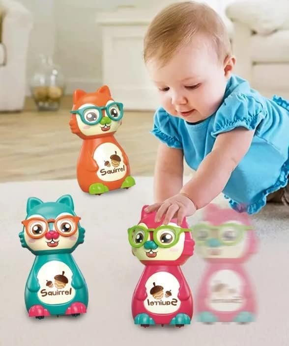 IndusBay® Cute Sliding Squirrel Car Press & Release Inertia Press Run Slide Mini Cartoon Squirel Wind Up Toys for Infant Toddler Boy Girl Toys for Kids, Green - Image 5 thumbnail