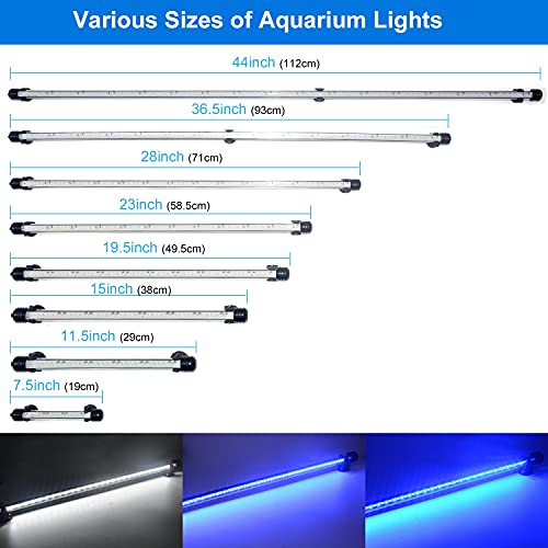 Varmhus Submersible Led Aquarium Light,Fish Tank Light With Timer Auto On/Off Dimming Function,3 Light Modes Dimmable White-Blue,10 Brightness Levels Optional&3 Levels Of Timed Loop Function 11.5'' #TOP6