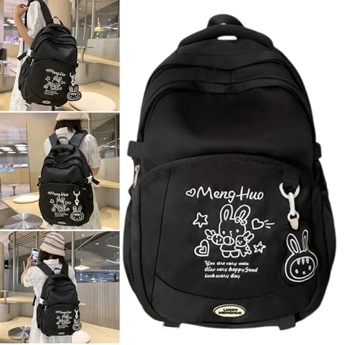 Aesthetic Cartoon Embroidery Backpack Large Capacity Multiple Pocket School Bag Junior High College Student Book Bag2