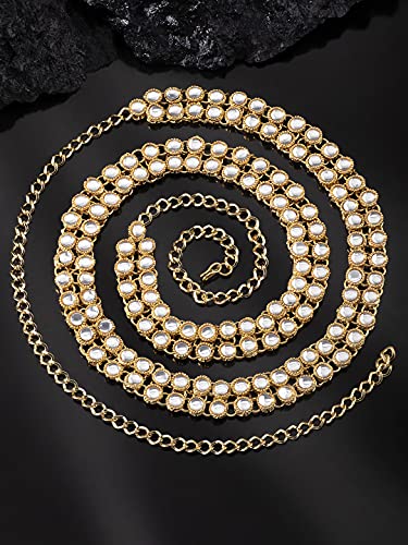 Image of Peora Kundan & Beads Studded Necklace Earrings & Maangtikka Set Ethnic Jewellery for Women & Girls