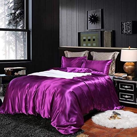 EastElegant Silky Duvet Cover Set 3 Pieces Bedding Satin Duvet Cover and Pillow Shams Cover