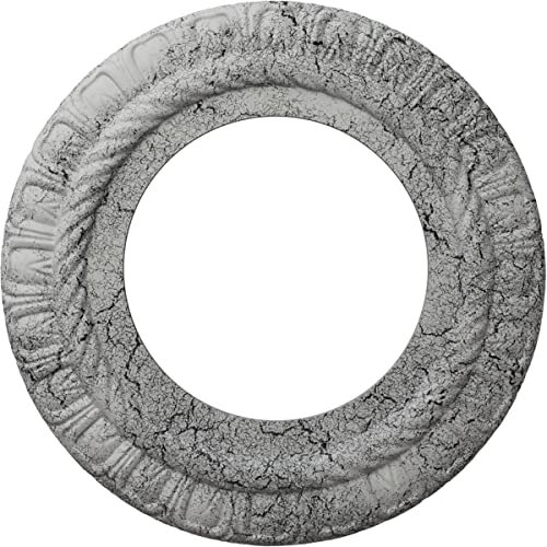 Image of Ekena Millwork 10 5 /8 inchOD x 5 3 /4 inchID x 1 /2 inchP Claremont Ceiling Medallion Fits Canopies up to 7 inch Ceiling Medallion, Ultra Pure White Crackle