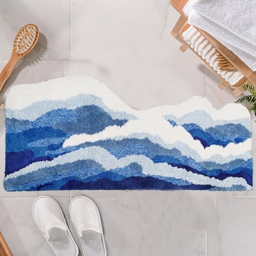 Tapete Wave Ocean de Microfibra, Antideslizante, 81x43 cm miniatura 1