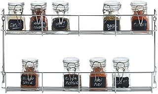 VonShef 2 Tier Spice Rack for Inside Cupboard Door  Spice Rack Wall Mounted Organiser Shelfs for Herbs, Spices and Condiments 16 Jar Spices Storage (Chrome)