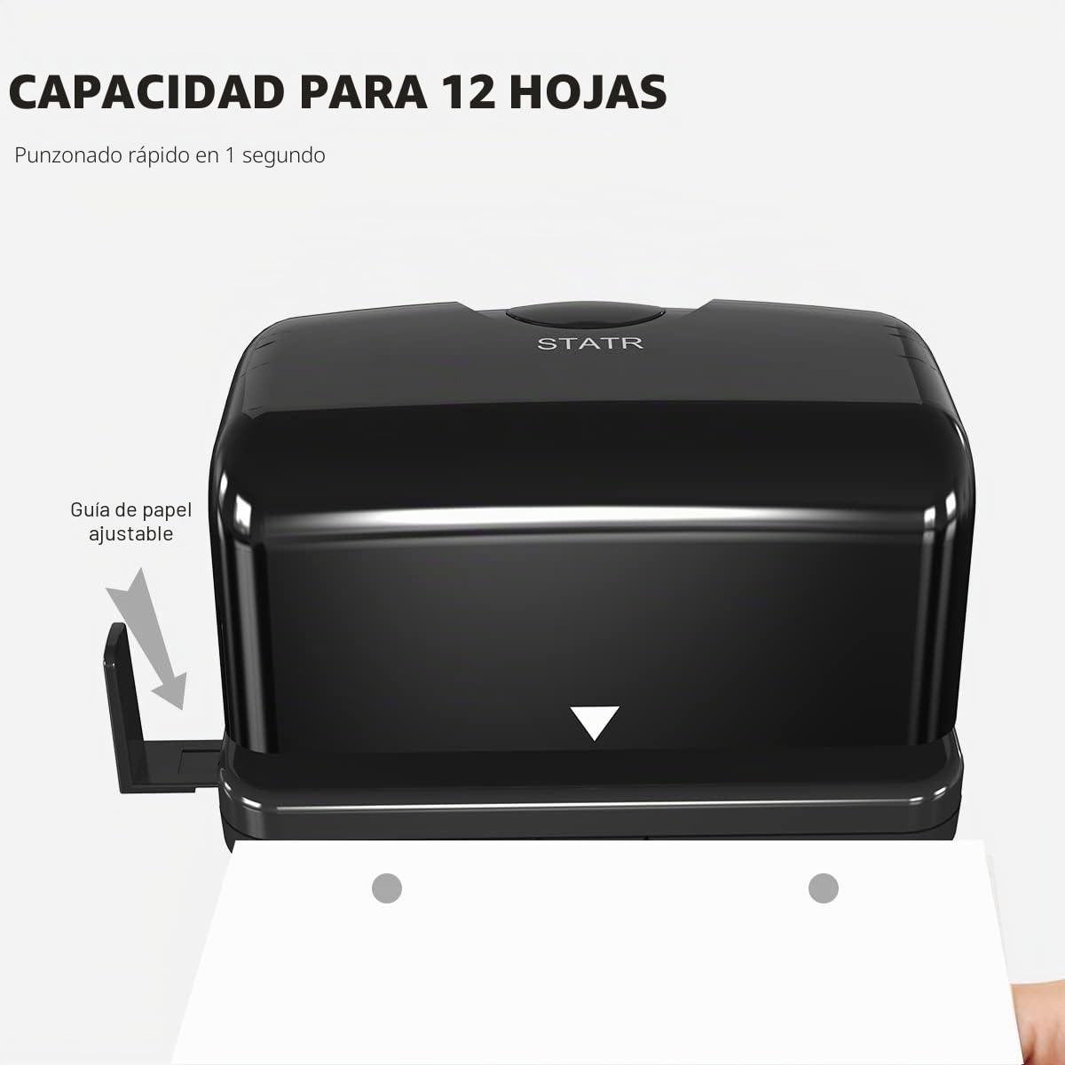 Perforadora eléctrica de 2 agujeros, perforadora VEYETTE negra, perfora hasta 12-15 hojas de papel, CA o batería