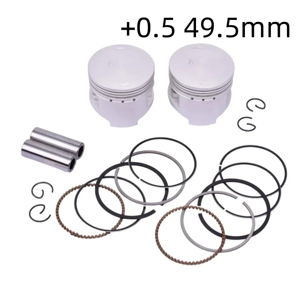 Pistones Anillos Pistón Motocicleta 49mm 2UJ-11638-00-00 Para XC125 Para GRIZZLY 125 YFM125GXGR XV250U Para RUTA XV250XCR V Para STAR XV250G Cilindro(Add 0.5MM)