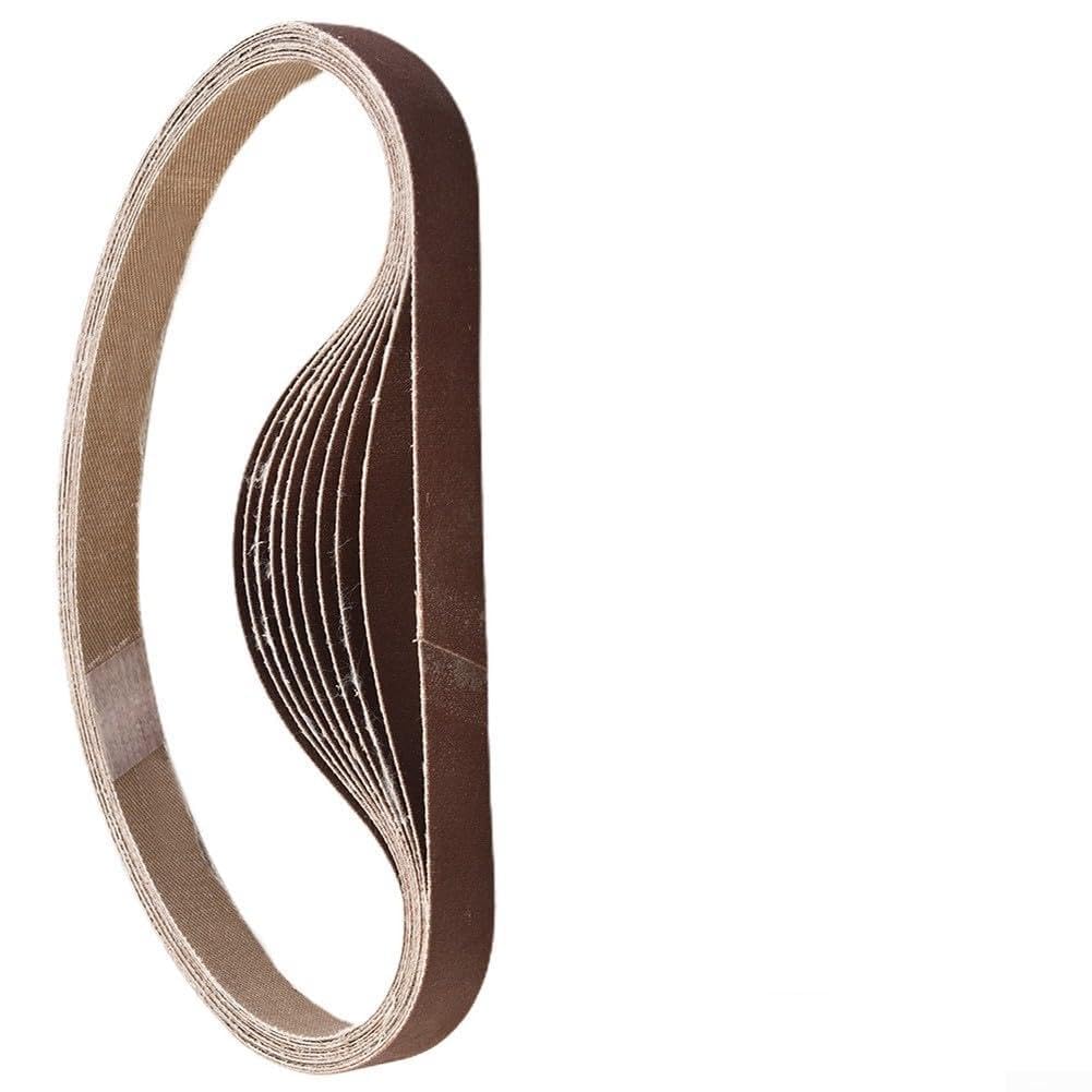Juego de bandas de lija de óxido de aluminio de 15 x 452 mm, grano 60-600, para amoladora duradera para pulido de madera, metal, plástico, vidrio y piedra (600)