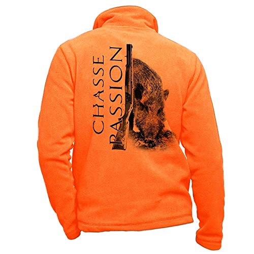Pets-easy Polaire de chasse orange personnalisé avec un sanglier, chasse passion - affaire de chasse taille XL