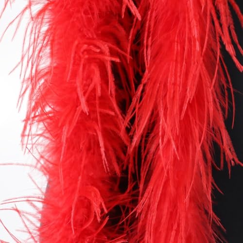 Bufanda de plumas naturales para disfraces de mujer boa roja decorativa de carnaval 3