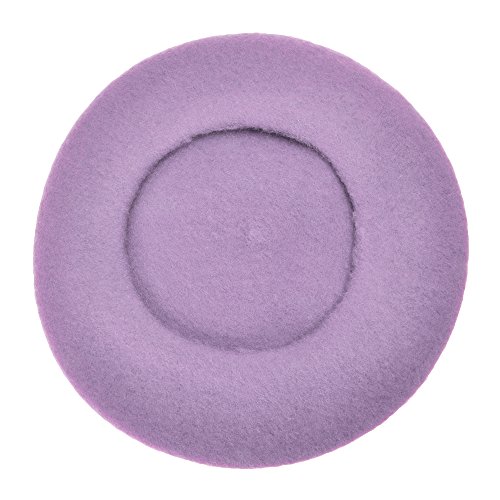 ZLYC Wool Beret Hat Classic Solid Color French Beret for Women (Lavender)
