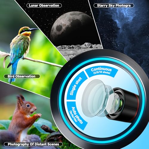 Smart Telescope,Refractor Auto-Focus Portable Digital Electronic Telescopes with 4K Astrophotography Camera, Internal and External Dual Screens Spotter for Adults and Beginners Astronomy 14.5 inch