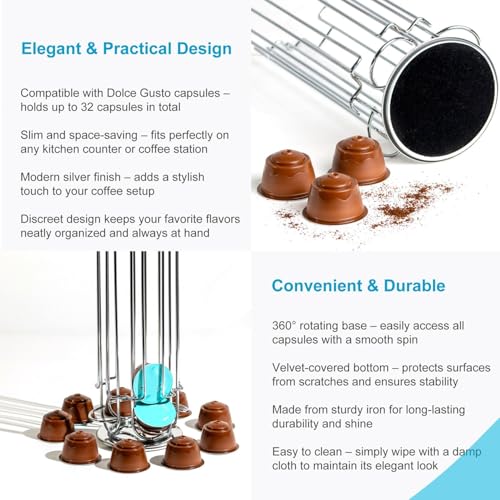 Support de capsules Dolce Gusto en métal chromé robuste et design - 6