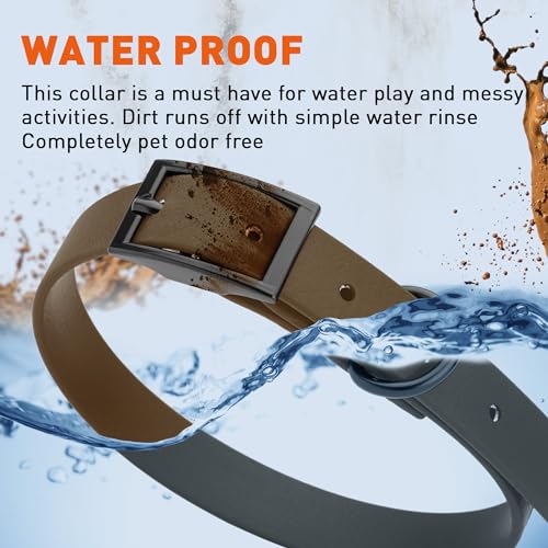 Image of Dogline Biothane Waterproof Dog Collar Strong Coated Nylon Webbing with Black Hardware Odor- Proof for Easy Care Easy to Clean High Performance Fits Small Medium or Large Dogs, Dark Chocolate Brown