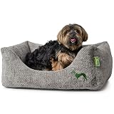 HUNTER Orthopädisches/Ergonomisches Hundesofa Bielefeld, Hundebett mit Memoryschaum, entlastet Gelenke & Rücken, waschbarer Bezug, rutschhemmend, kuscheliges Innenkissen, Farbe: grau, Größe: L