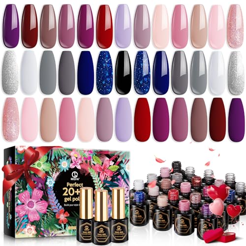 MEFA Gel Nail Polish Kit 23 Pcs, 20 Summer Gel ...
