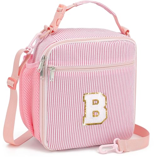HuiLeo Initial Lunch Bag for Girls Kids Cute Insulated Lunch Box