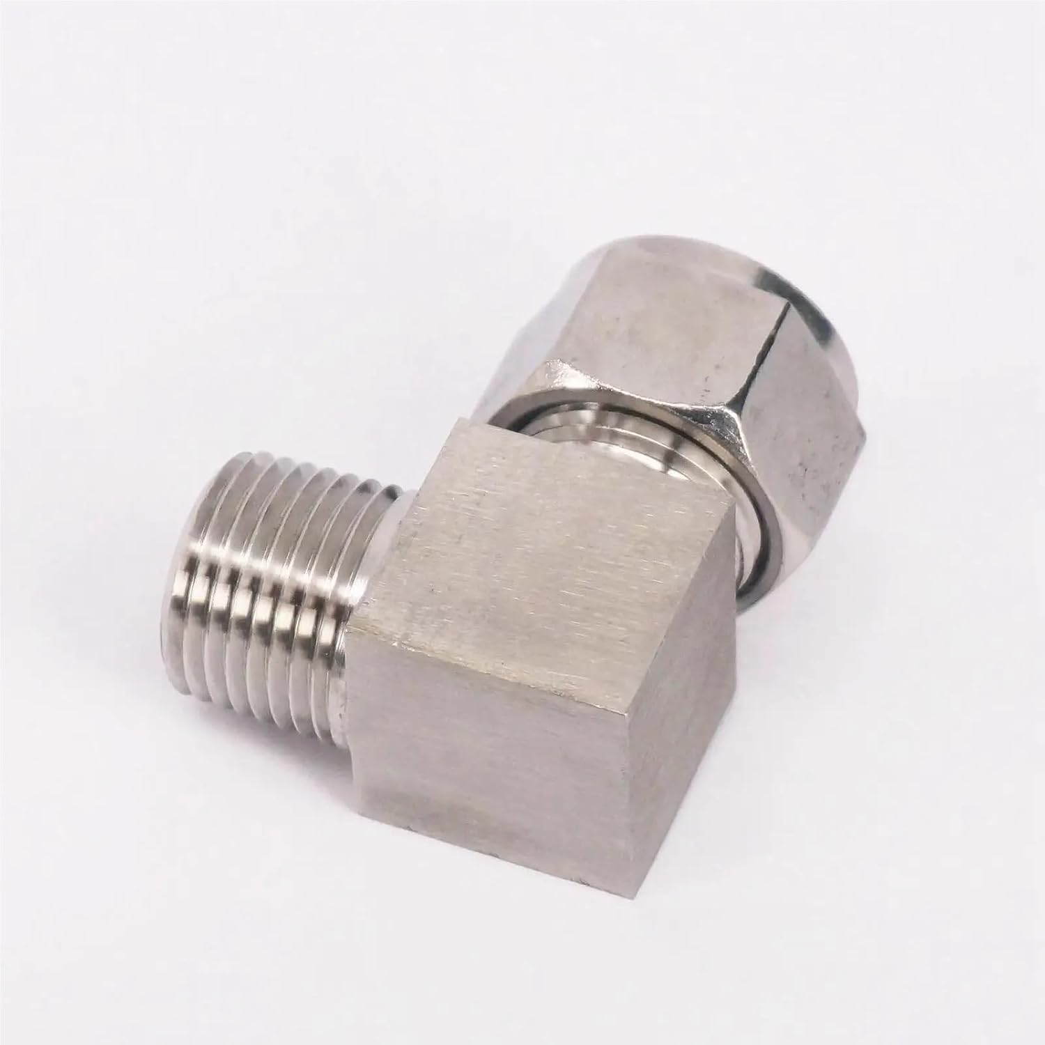 Fit Tube O/D 3/4/6/8/10/12/14/16/20mm -1/8" 1/4" 3/8" 1/2" BSPT Elbow 304 Stainless Ferrule Pneumatic Air Compression Fitting(Fit Tube OD 3mm,3/8")