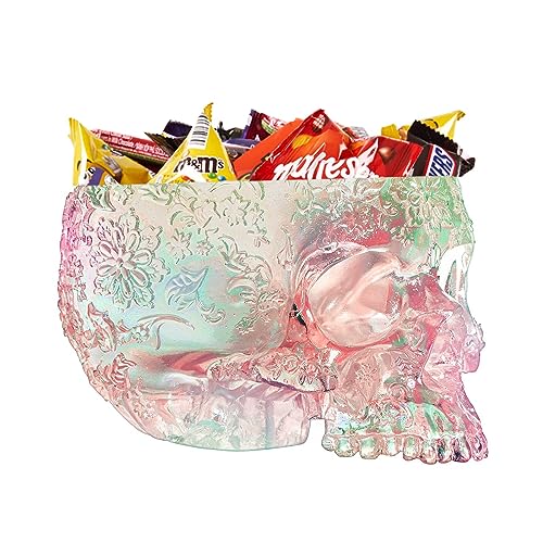 Halloween Iridescent Skull Planter & Trick or Treat Candy Bowl 6" Skulls Skeleton Head Pot for Succulents, Flowers, or Sweets – Creepy Gothic Décor for Garden, Home, Parties, Haunted House Spooky