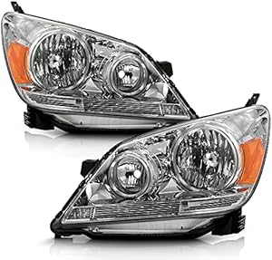ACANII - For 2005 2006 2007 Honda Odyssey Chrome Housing Headlights Headlamps Pair Replacement Driver + Passenger Side