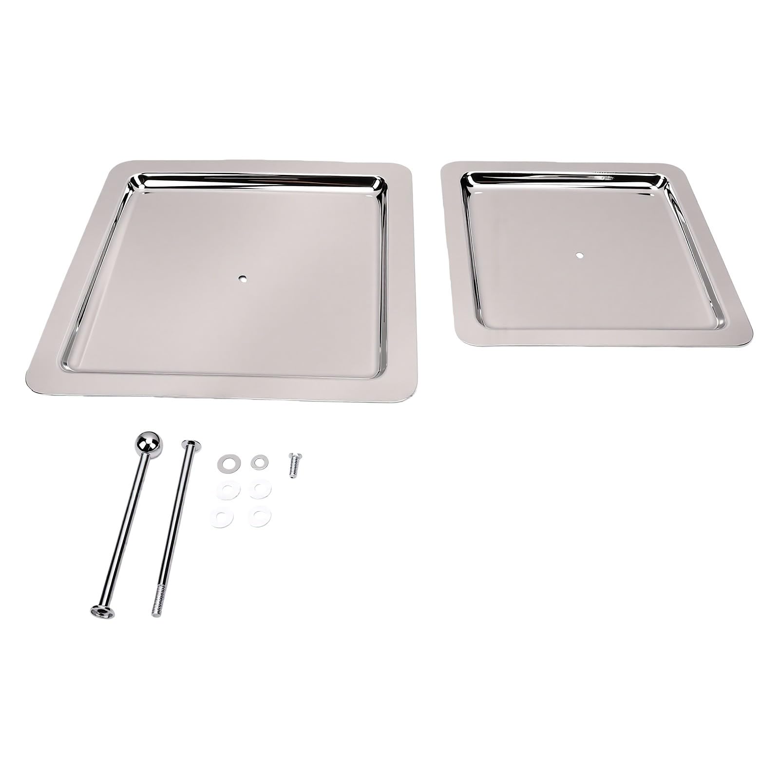Pssopp Vassoio da Dessert in Acciaio Inox, Servitoio Rettangolare a 2 | Finitura a Specchio, Resistente e Facile da Pulire, Design Salvaspazio, Ideale per Torte, Frutta e pasticceria.