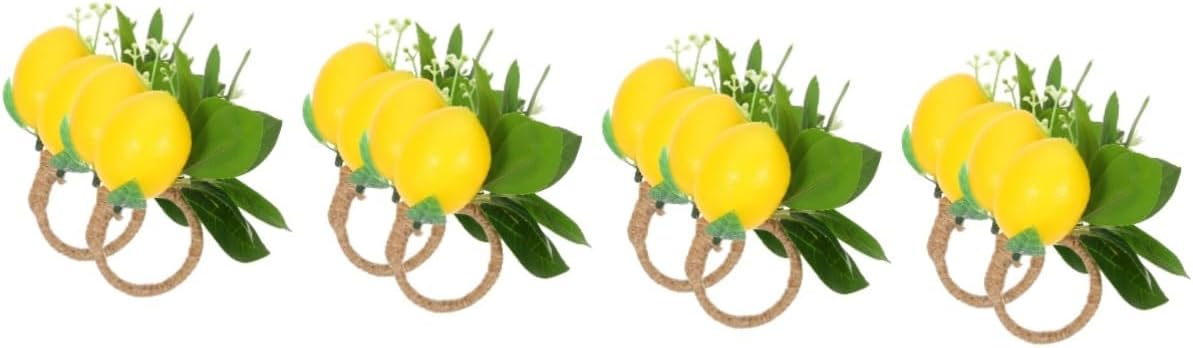 Ciieeo 16pcs Realistic Lemon Napkin Holder Ring Fruit Decor Napkin Buckle Wedding Table Centerpiece