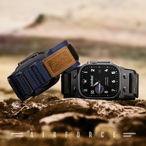 Image of Suitisbest Rugged Bands Compatible for Apple Watch Ultra Band 49mm 46mm 45mm 44mm 42mm(Series 3), 3 Ring Military Nylon Sport Durable Matel Strap for Women Men iWatch Ultra 10 9 8 7 6 5 4 3 SE