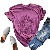 CERYIWER Womens Band Tees Short Sleeve Vintage T Shirts Summer Casual Graphic Tops (Small, Purple)