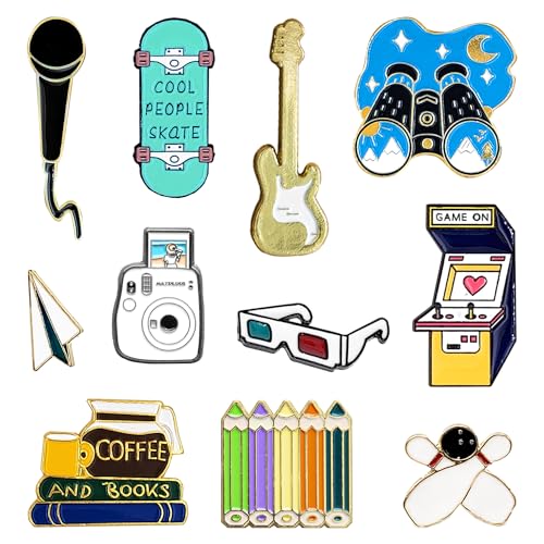 Mayplous 11 Pieces Enamel Pin Badges Brooch Pins Badges Metal Badge Pins Fashional Accessory for Women Teenager Suitable for Clothing Bags Jackets DIY Crafts (Have Fun)