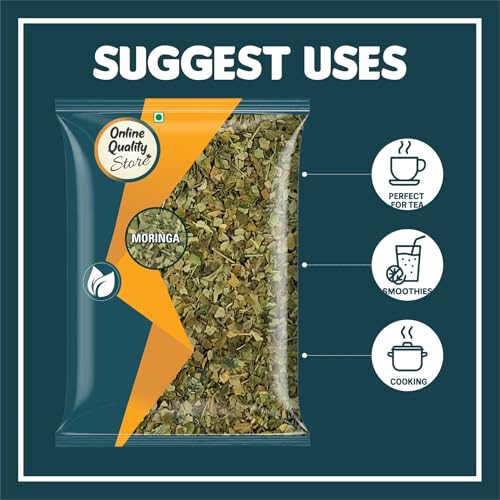 Image of Online Quality Store Moringa Leaves - 100g | Dried Drumstick Tree Leaves, Natural Super-Food, Herbal Supplement - for Making Herbal Tea, Smoothies, Soups