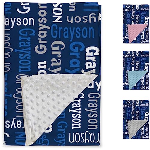 Image of Custom Baby Blanket - Personalized Names Design - Soft Plush Blanket with Double Layer Dotted Backing for Boys Girls Color05(47x60 inches)
