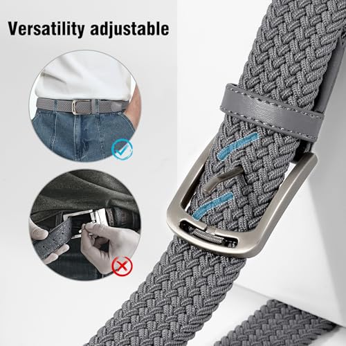 Image of JASGOOD Men Elastic Braided Woven Belt Casual Canvas Woven Stretch Golf Belt for Men Women Jeans Suits Pants