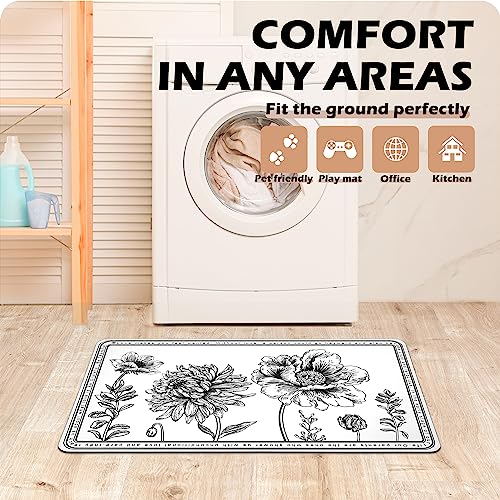 Chiinvent Floral Kitchen Rugs Set Of 2 Anti-Fatigue Non Slip Waterproof Cushioned Kitchen Runner Rugs Pvc Comfort Standing Kitchen Mats For Floor thumb #4