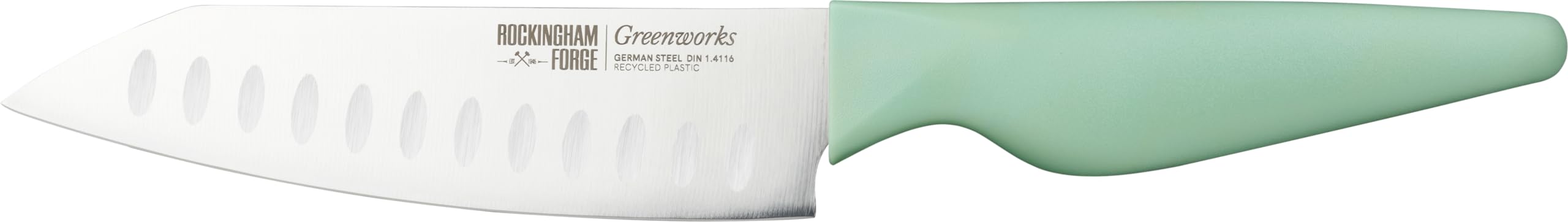 Rockingham Forge Greenworks Santoku Knife 14cm Blade, Green Recycled Plastic, German Stainless Steel, Dishwasher Safe
