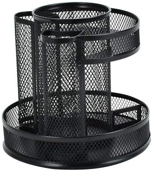 Miniatura 4 de Organizador de escritorio giratorio negro con 7 compartimentos de 360 grados, soporte para lápices